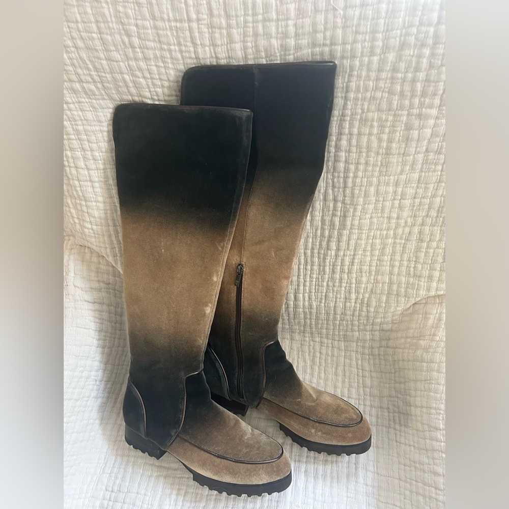 Donald J. Pliner velvet tall boot ombré black/brown size 11